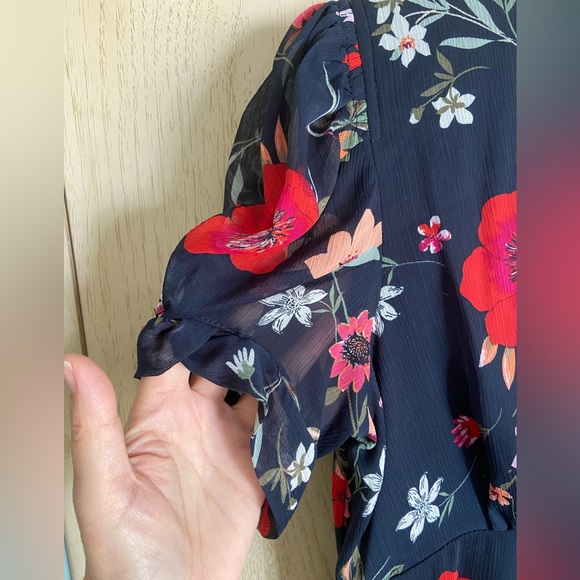 Calvin Klein Women's Printed Chiffon Tulip-Sleeve Knee-length Dress New Sz 8 - Picture 7 of 16